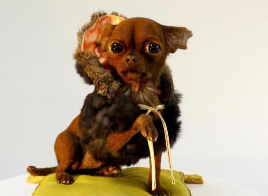 realistic sculpture dog roadkill