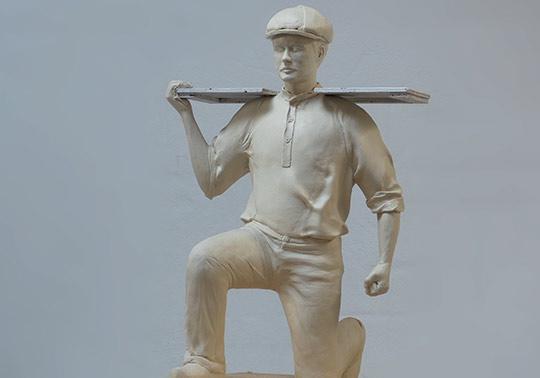 scale model character worker clay sculpture museam