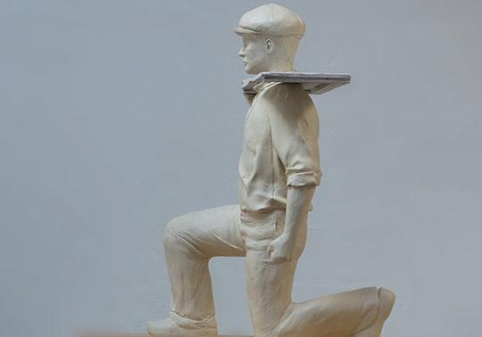 scale model character worker clay sculpture museam