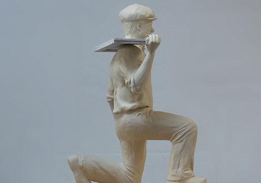 scale model character worker clay sculpture museam